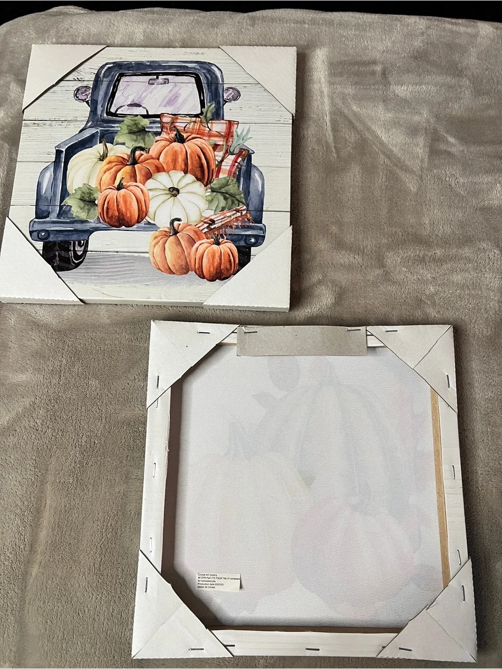 Autumn Pumpkin Truck Wall Art Set - Orange & Green